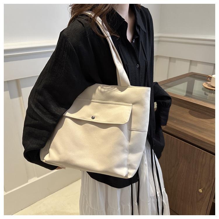 Large Capacity Open Girly Fashion Single Shoulder Shopping Bag Women's Commuter Linen Handbag