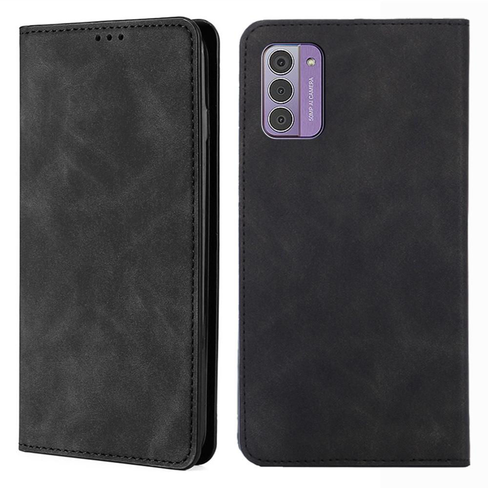 

For Nokia G42 Case Skin-touch Flip Stand PU Leather Smart Phone Cover with Card Slots Black