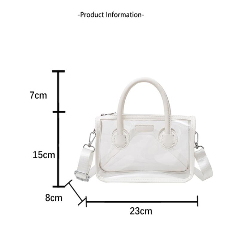 Clear Waterproof Handbag Transparent PVC Jelly Bag for Women Shoulder Messenger Purse for Beach Travel Tote and Shopping