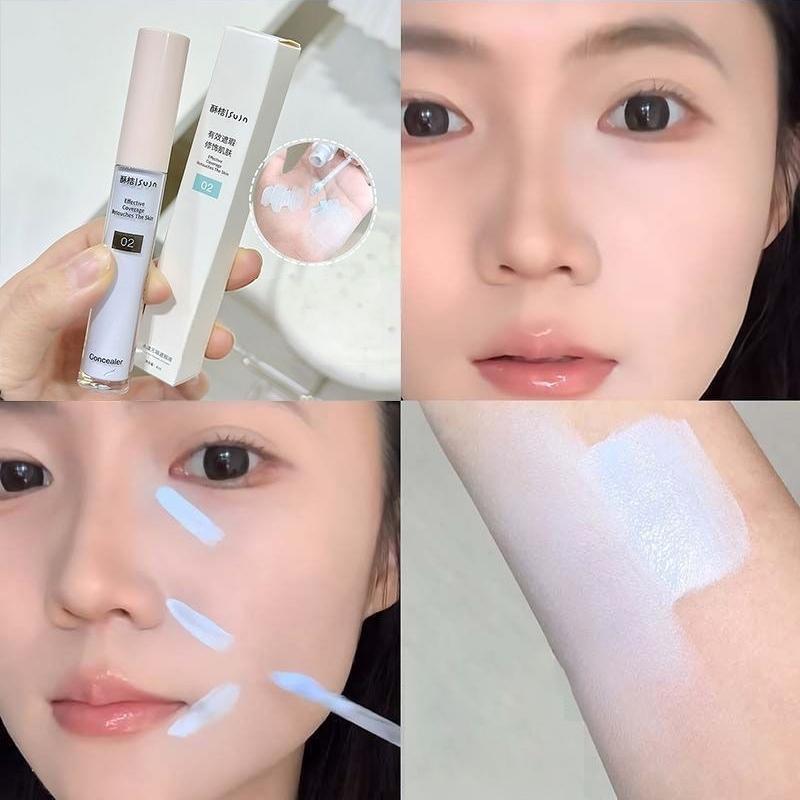 Natuurlijke Witte Verhelderende Concealer Vloeibaar Langhoudende Dekking voor Donkere Kringen & Vlekjes Lichtgewicht Hydraterende 3D Contour Make-up white