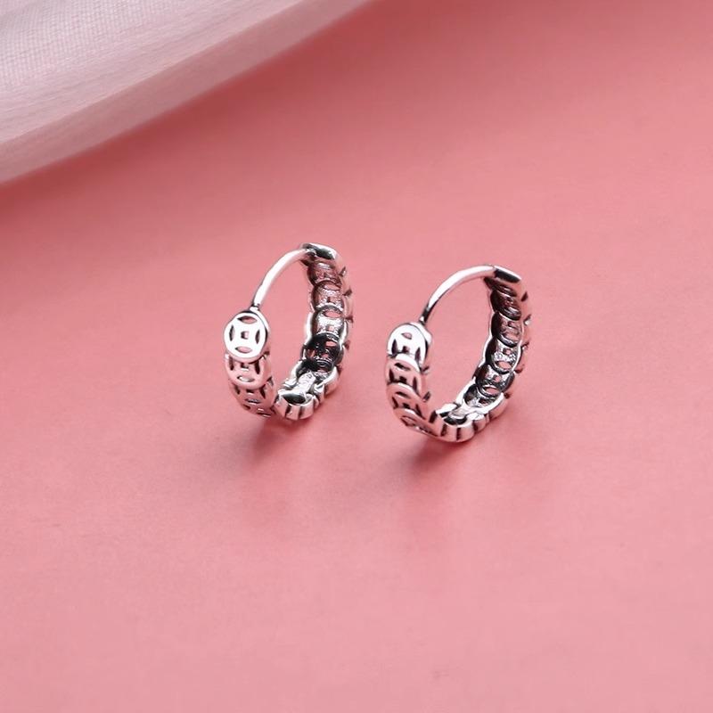 Vintage Heavy Industry Coin Earrings Copper Vein Circle Design Niche Personalized Women's Fashion Temperament Ear Jewelry