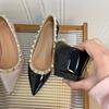 New spring and autumn rivet pointed flat shoes women's shallow mouth inner height increase single shoes versatile commuter women's shoes