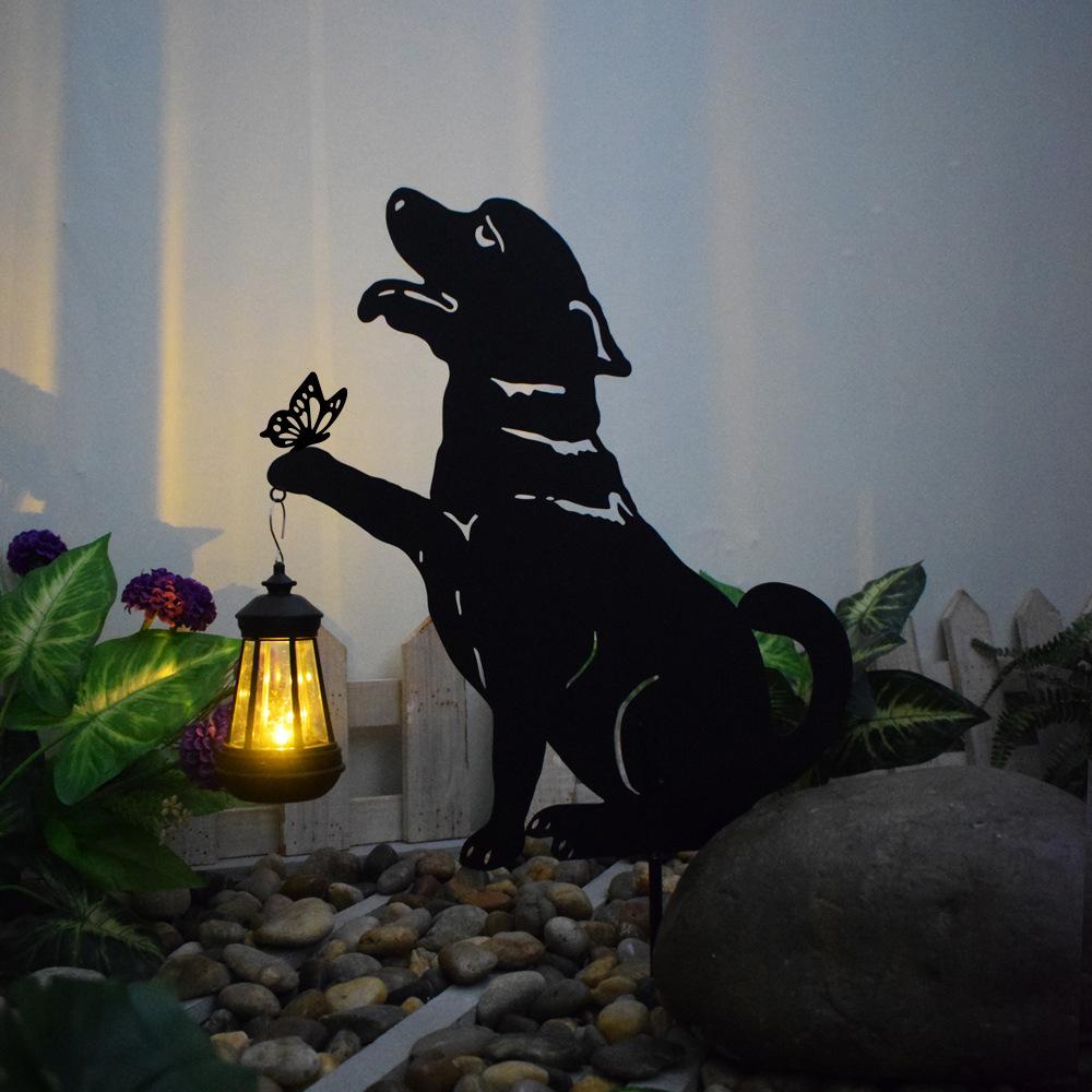 Outdoor, Household, Waterproof, Lawn, Floor Mounted, Iron Art, Cat Animal Shaped, Courtyard Garden Decoration, Solar Lights