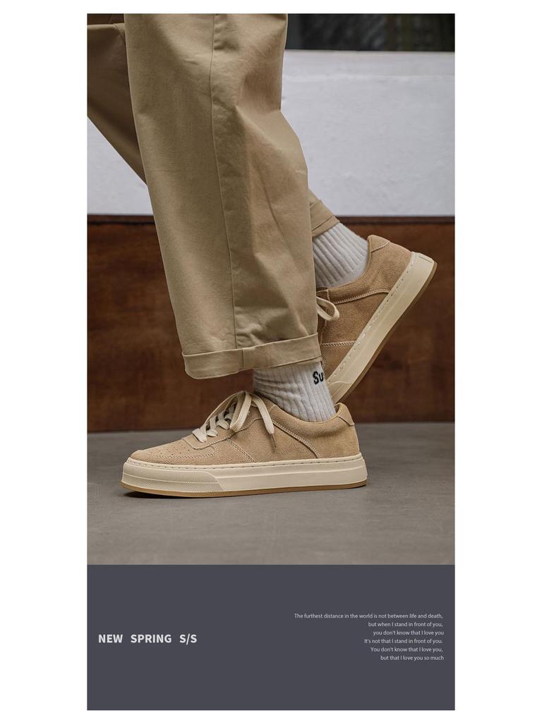 2024 New Design Men's Thick-Soled Cow Suede Casual Sneakers – Trendy & Versatile Fashion