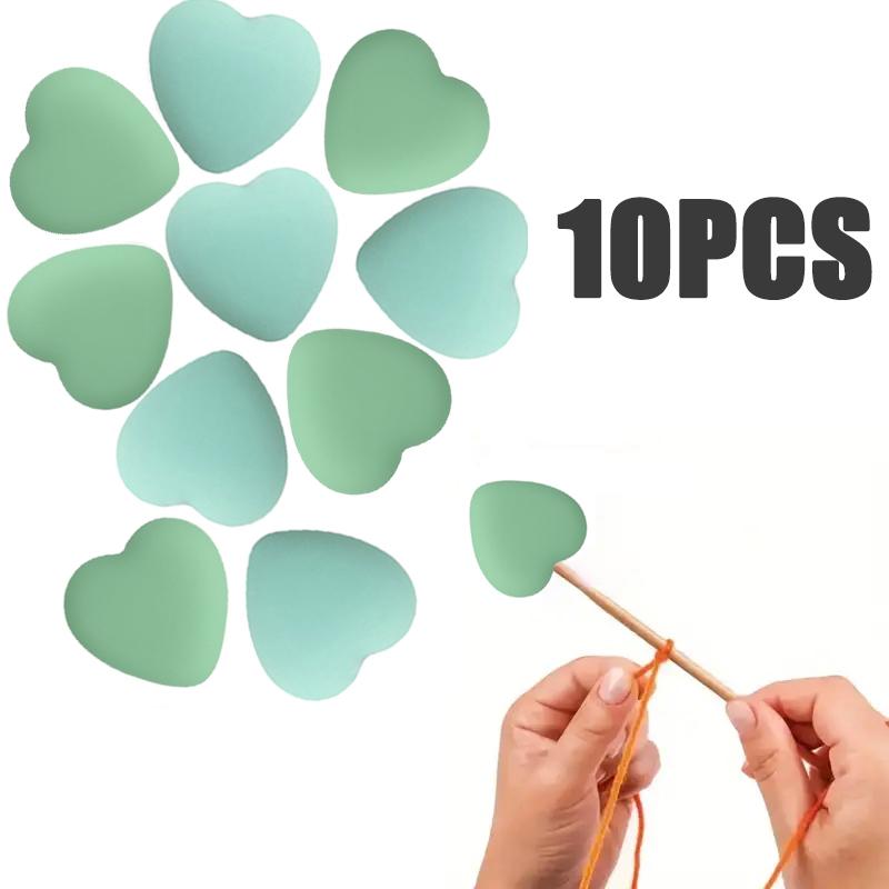 8/10/12PCS Multicolor Heart Stitch Needle Tips Stoppers Silicone Knitting Needle End Caps Cute Knitting Needle Point Protectors