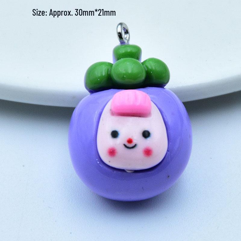 Resin Fruit Toy Pendant - 3D Strawberry & Peach Keychain DIY Jewelry Accessory
