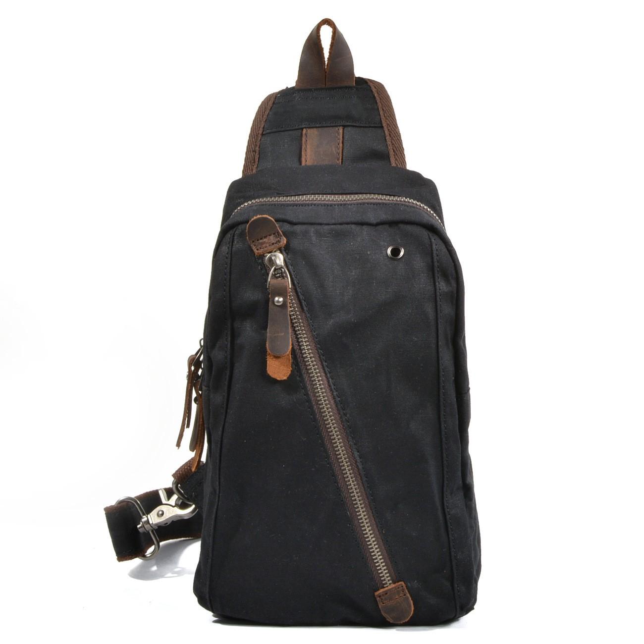 New Shoulder Bag Men s Retro Canvas Chest Bag Dual-purpose Chest Bag Leisure Multi-functional Men s Crossbody Bag чёрный