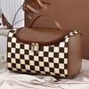 PU Leather Checkerboard Makeup Bag Hamburger Hamburger Travel Wash Bag  Outdoor