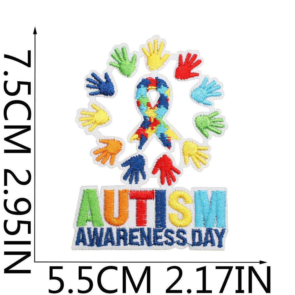 Färg pussel broderi tyg klistermärke liten dinosaurie dator broderi etikett tecknad sköldpadda autism kampanj patch klistermärke strykning
