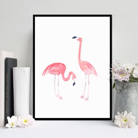 Watercolor Flamingo Canvas Painting Modern Living Room Bedroom Study Art Decor
