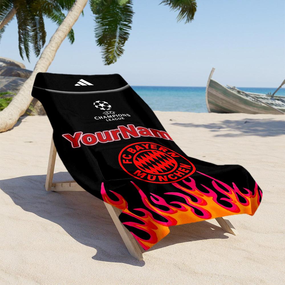 Asciugamano da Spiaggia Personalizzabile con Nome Bayern Monaco Microfibra Morbidissima Tessuto Asciugatura Rapida Portatile per Nuoto Spiaggia Campeggio Viaggio Accessori da Spiaggia Palestra