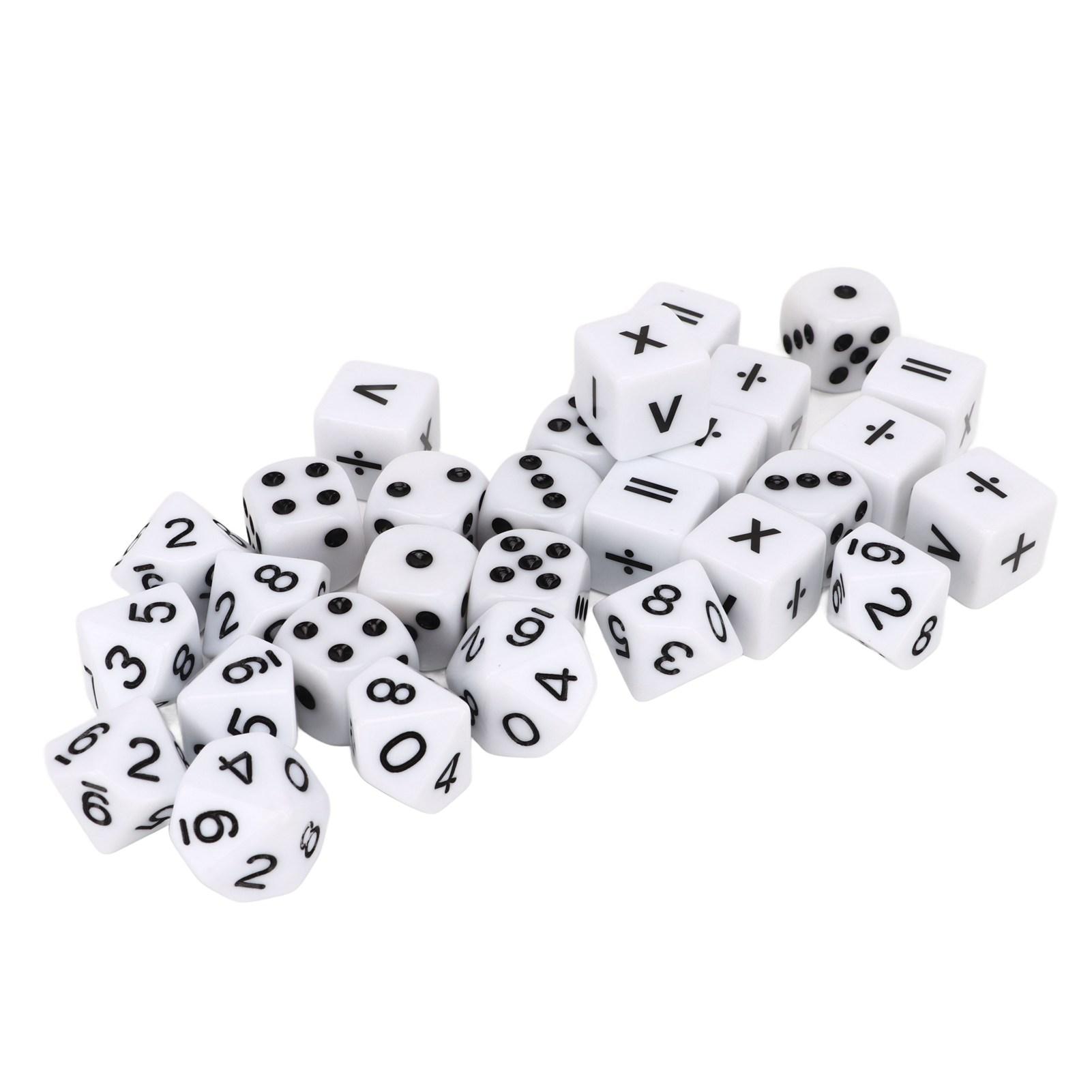 

30Pcs Dice Set Black Letter Plastic Easy Read Teaching Dice Set for Game Math Learn