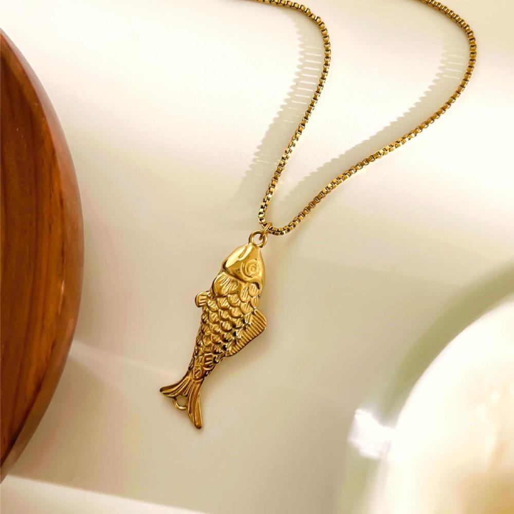 Gold Mini Fish Necklace Jewelry Ocean Style Beach Chain Choker Fish Pendant Necklace  Sea Beach