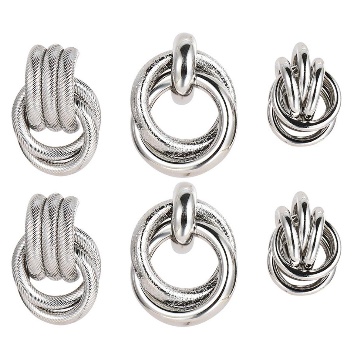 

Винтажный набор круглых серег-твистов для женщин 2025 Бохо Металлические Золотого цвета Висячие серьги Геометрические Модные Циркон Трендовые медный