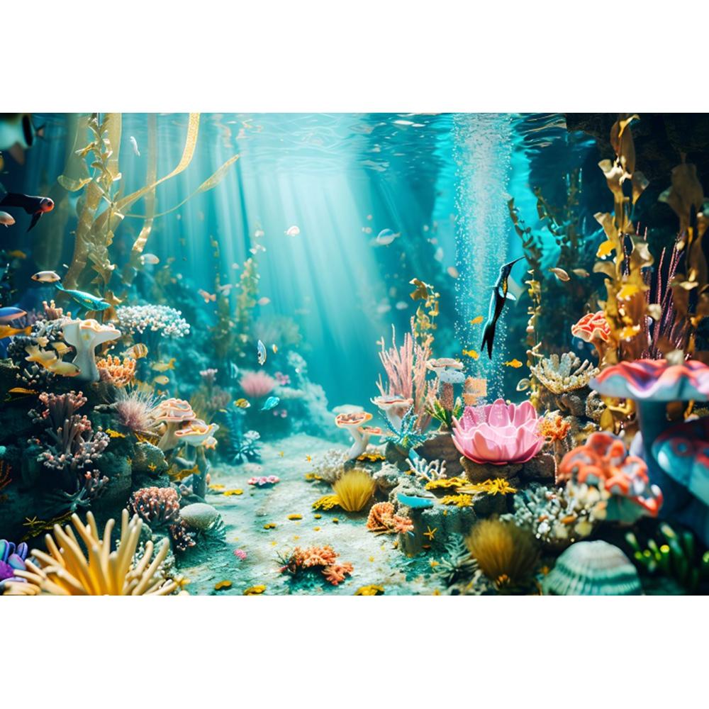 Underwater World Backgrounds for Photographs Ocean Fish Coral Fish Tank Decor Aquarium Scene Portrait Backdrop Shooting Props