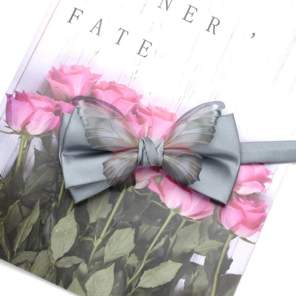 Adjustable Men Necktie Solid Color Bridegroom Groomsman Cravat Fashion Butterfly Bow Tie  Shirt