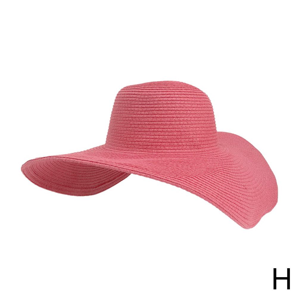 Korean Style Solid Color Wide Brim Sun Hat Women's Beach Straw Hat Foldable Spring Summer UV Protection Fashion Sunshade