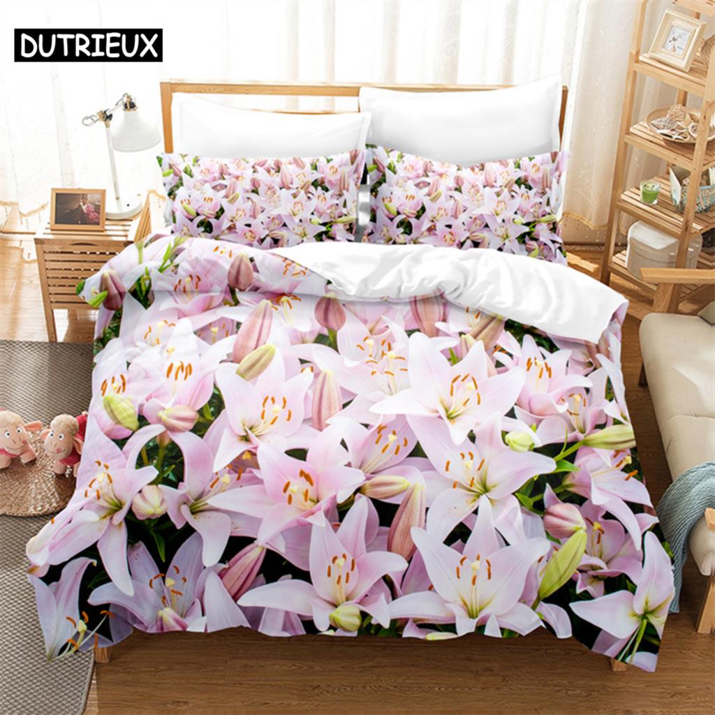 Lavender Queen Bedding Set Rose Duvet Cover Kids Bedroom Bed Set Comforter Cover Set King Size Duvet Cover Set Bedding Sets