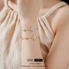 Elegant Zircon Flower Starburst Bracelet Women Gold Plated Copper Minimalist Chic Daily Wear Jewelry