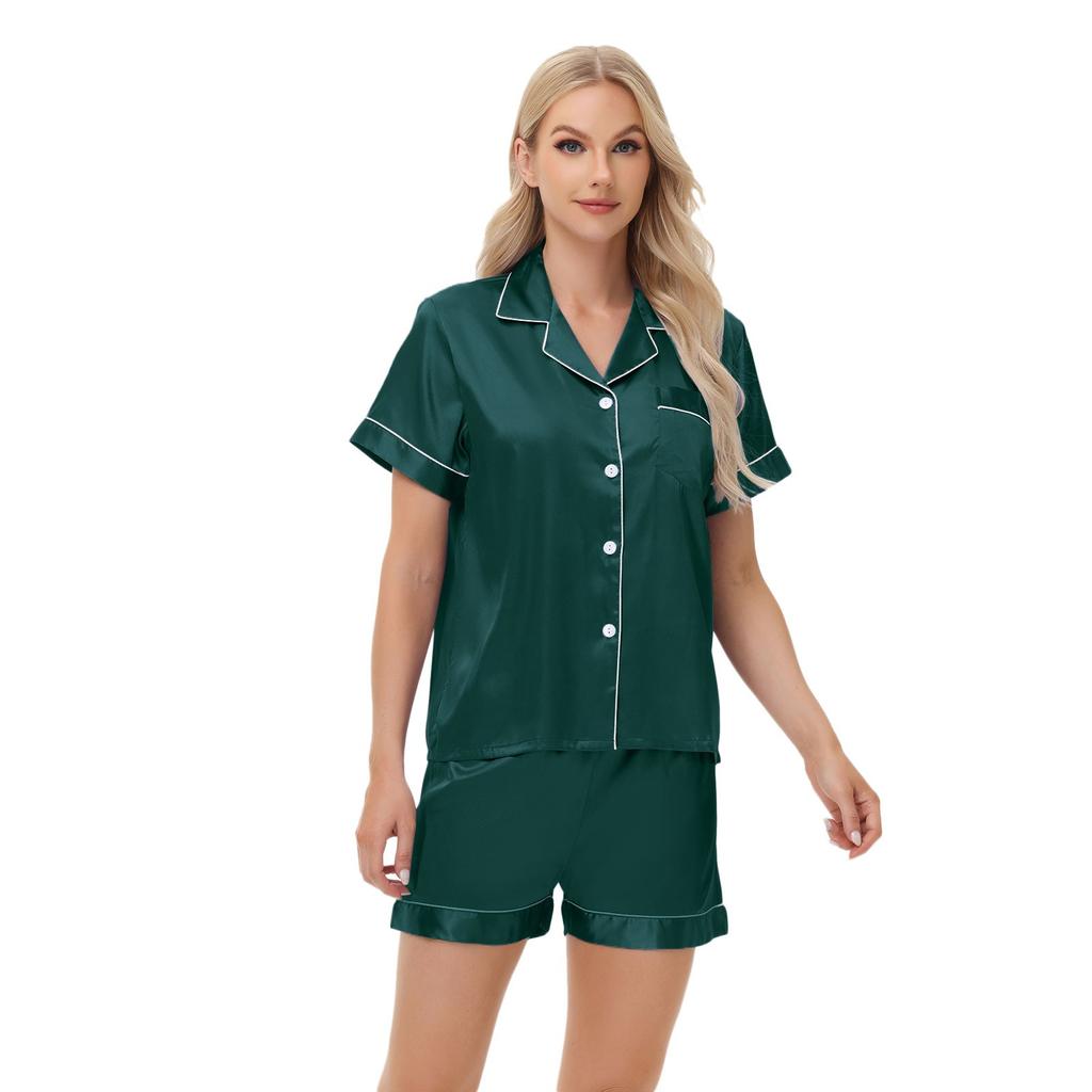 Ice Silk Pajamas Women's Long And Short Sleeves Satin Large Size Pajamas Home Clothes