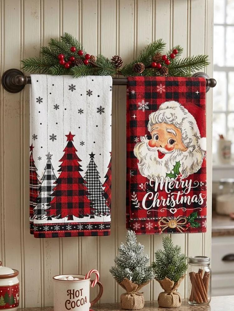 Kitchen towel 2 pcs polyester multi-colored
