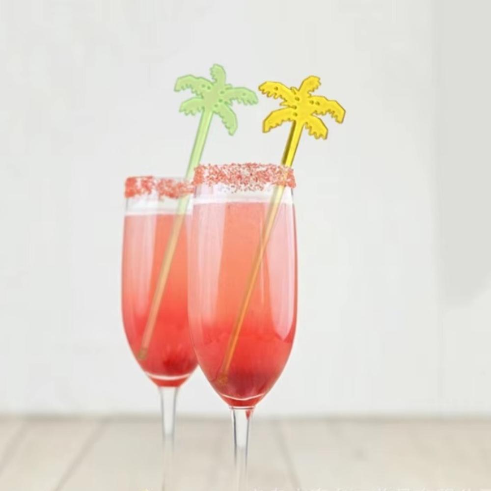 50pcs Tropical Coffee Beverage Stirrer Summer Juice Drink Stirrers  For Hawaiian Beach Party Wedding