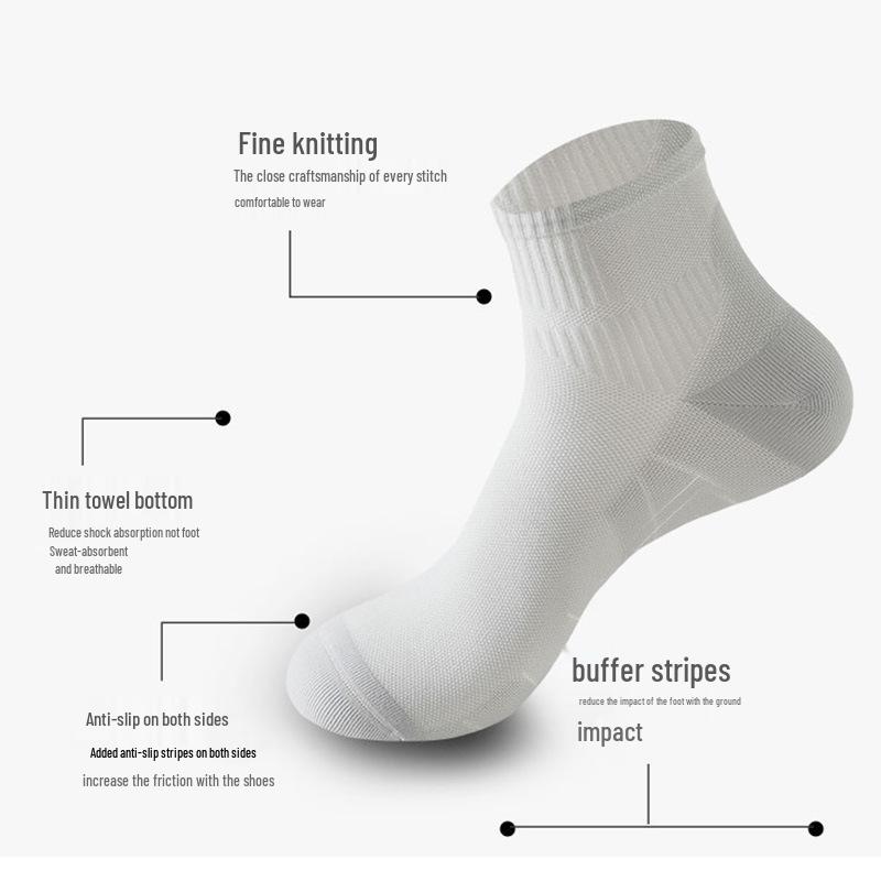 Unisex Breathable Mesh Mid-Calf Sports Socks, Non-Slip Towel Bottom for Autumn/Winter Running and Basketball
