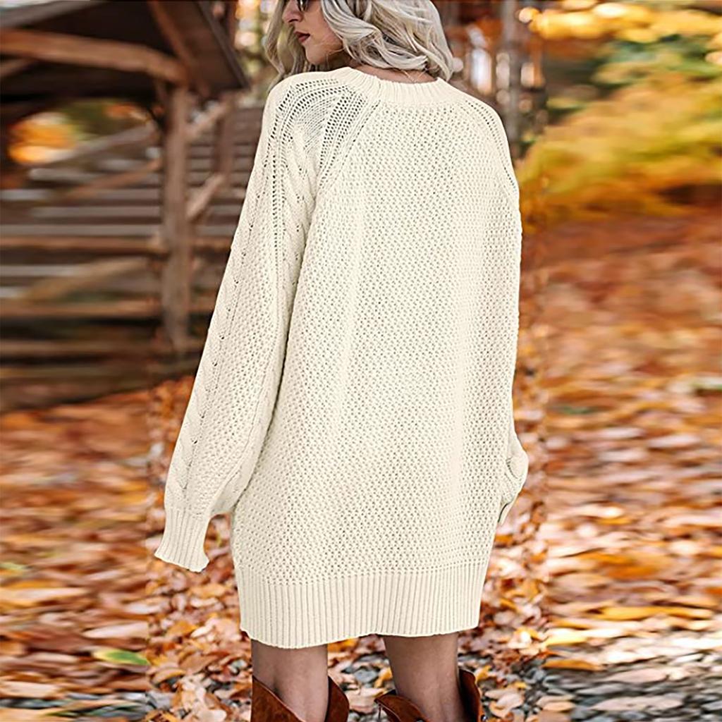 Women's Fashion  And Winter Round Neck Long-Sleeved Warm Sweater Top