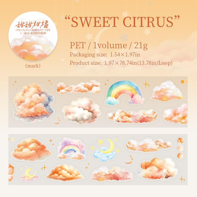 Journal GO 5x200cm Kawaii Clouds PET Tape Scrapbooking Journal Planner Background Materials Masking Tape Cute Cloud Tape