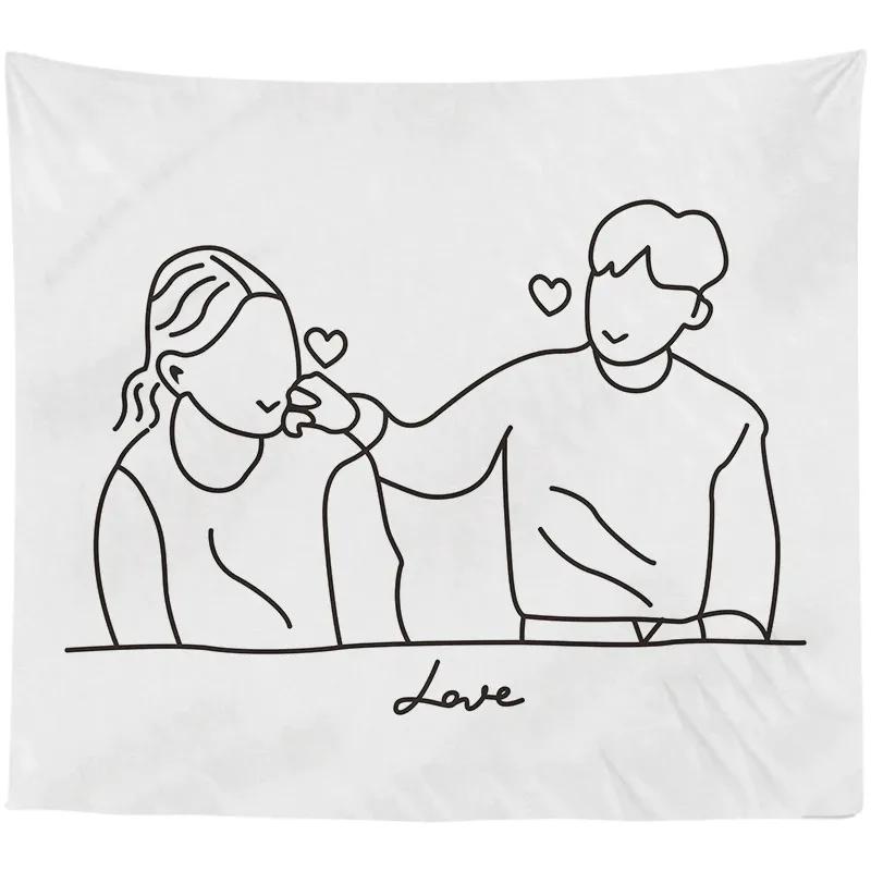 Абстрактная пара Простая линия Узор Гобелен Спальня Гостиная Гобелен Домашнее украшение — фото 10