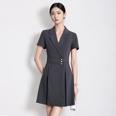 Women's Short Sleeve Pleated A-Line Dress
