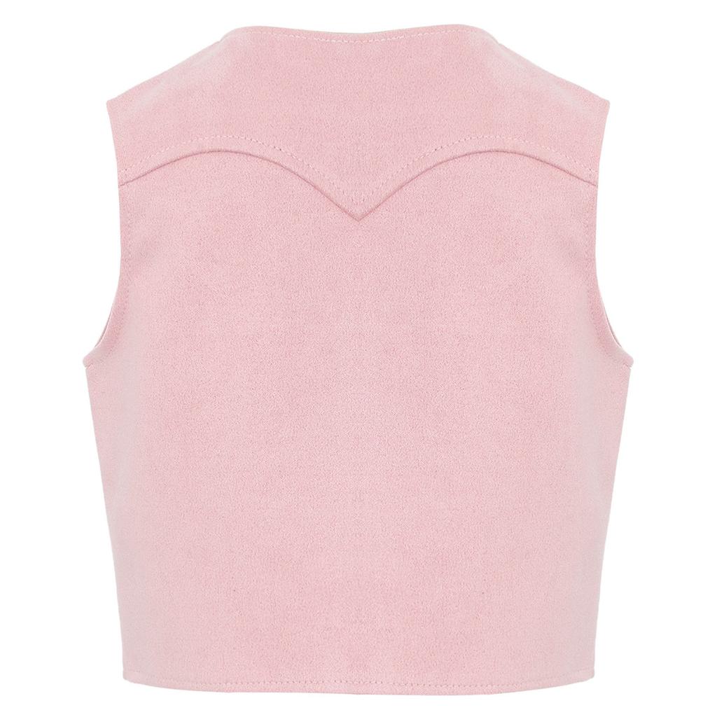 Klučičí westernová kovbojská vesta se špičatým lemem, třásněmi a designem s otevřenou přední částí, cosplay halloweenský kostým