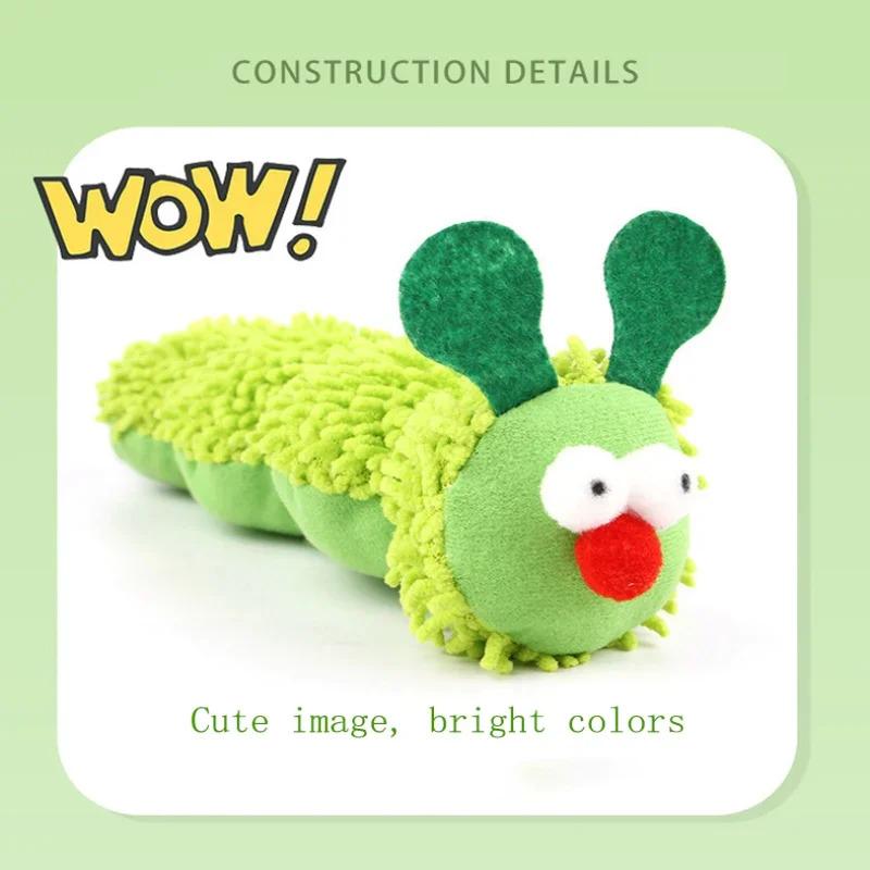Interactive Cat Plush Toy for Boredom Relief Green Animal Chew Toy Durable Scratch Resistant and Bite Proof Amusing Pet Toy