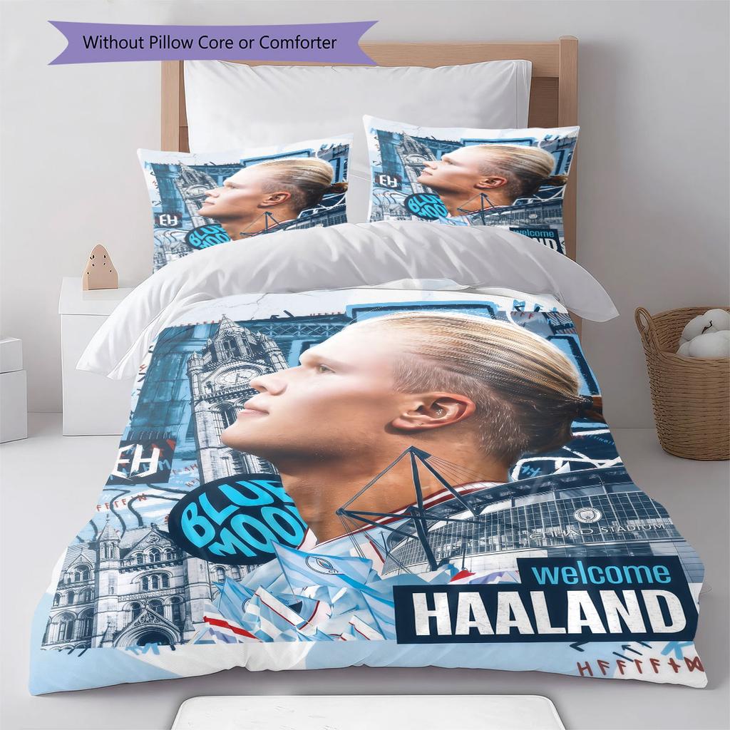 Erling Haaland Pride Bedding Quilt Set Quilt Cover Pillowcase Home Decoration Birthday Gift (1 * duvet cover + 2 * pillowcase, without core)