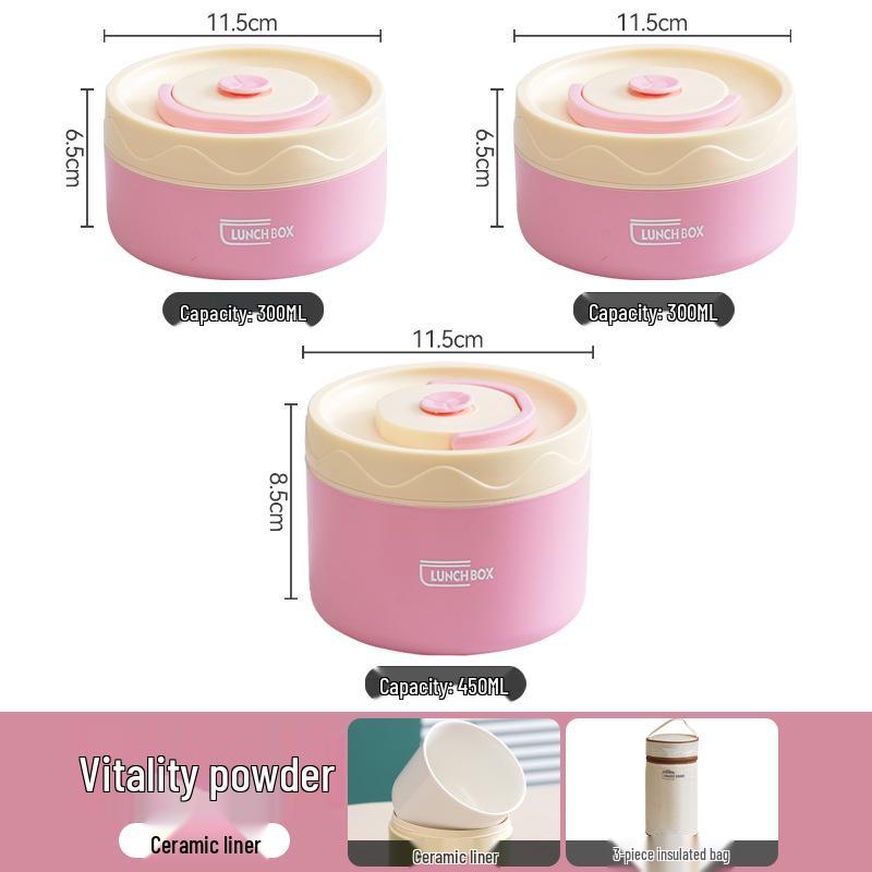 Microwaveable Insulated Ceramic Bento Lunch Box - Portable, Multi-Layer for Students and Office Workers