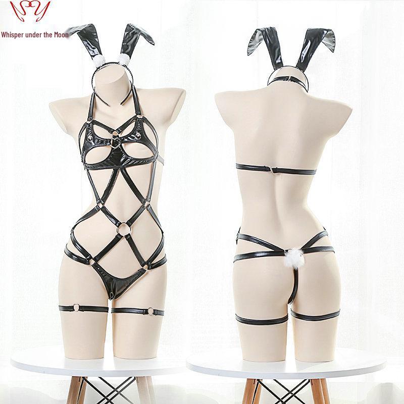 Erotic Fishnet Bodysuit: Backless, Halter, Open Crotch with Stockings and Garter Belt