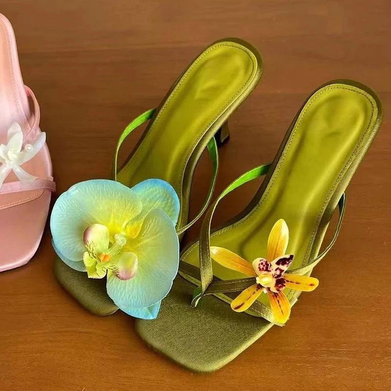 

Модные женские тапочки Повседневная модная обувь высокого качества для женщин Неглубокие женские сандалии Элегантные женские тапочки с цветочным дизайном 38 зелёный