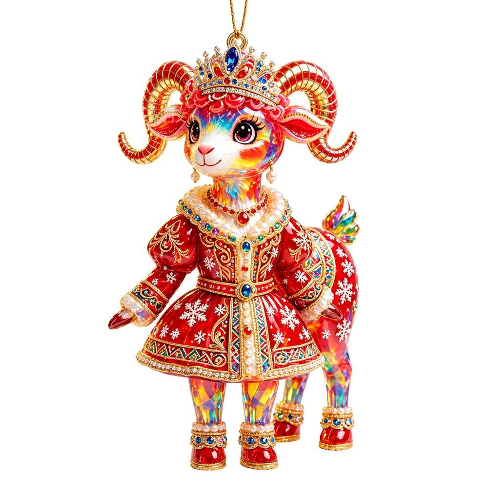 Shining Goat Hanging Ornament Acrylic Animal Hanging Decoration Christmas Tree Ornament Bag Charms