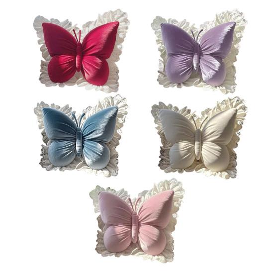 Butterfly Throw Pillow Decorative Butterfly Pillow with Lace Trim Elegant Soft Butterfly Cushion for Office Chair Sofa Couch Bed