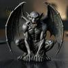 Dark Fantasy Home Decor Gargoyle Figurine, Medieval Winged Statue, Resin Gothic Office Ornament Horn Demon for Bookshelf Desk Architectural Figure
