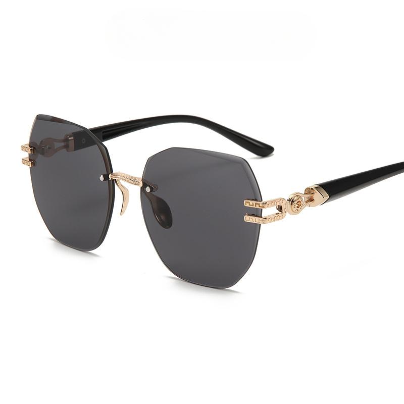 

Новые трендовые солнцезащитные очки без оправы, женская корейская версия The Tide Big Box Round Face, онлайн-солнцезащитные очки для знаменитостей, УФ-очки. UV400