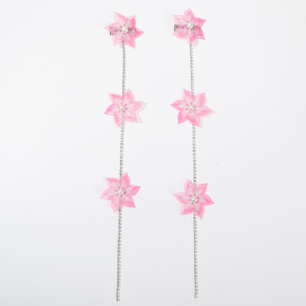 Modische Simulationsblume Strass Lange Kette Haarspangen Stilvolles Haaraccessoire für Damen & Mädchen Perfekt für Alltag/Party