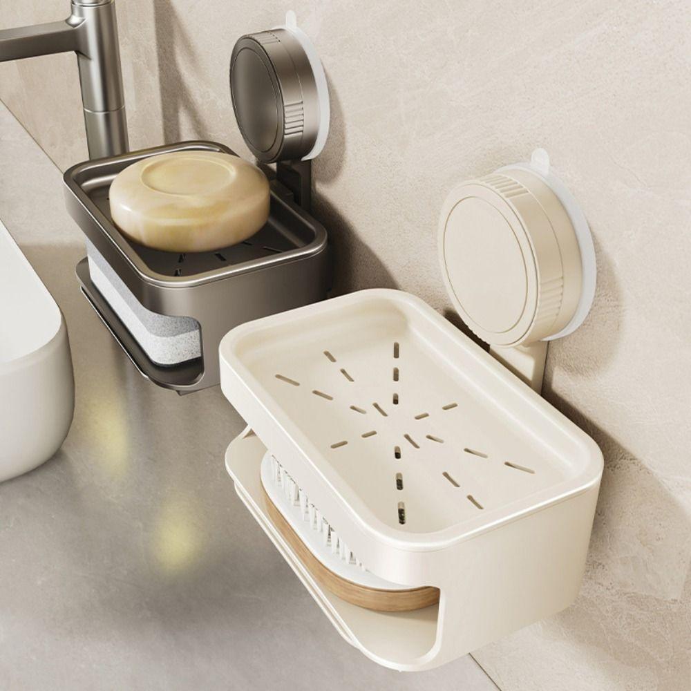 Detachable Self Draining Soap Holder Wall Mounted Soap Drain Box Soap Sponge Storage Rack  Toilet