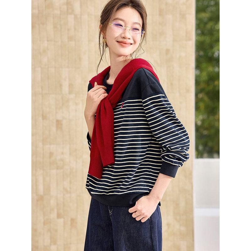 

Mohanyimei Women s Striped Embroidered Pullover Sweatshirt 2XL