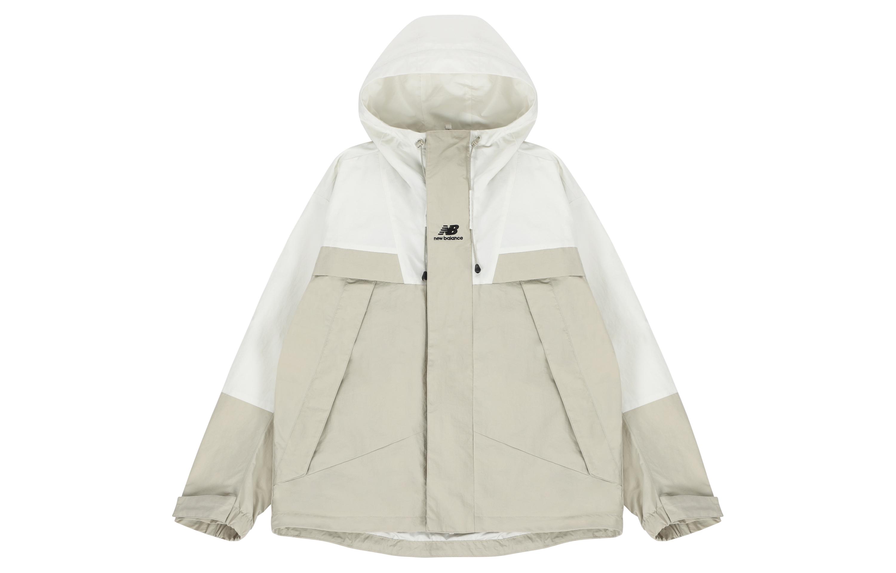 New Balance Jackets Unisex White Hooded Moderate Other 5AC14103-BEI L