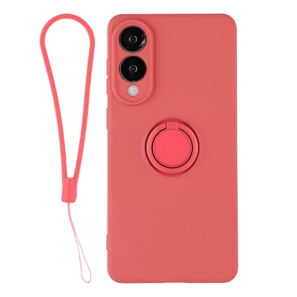 For Samsung Galaxy S25 Edge Silicone Case with Strap Ring Kickstand Phone Cover