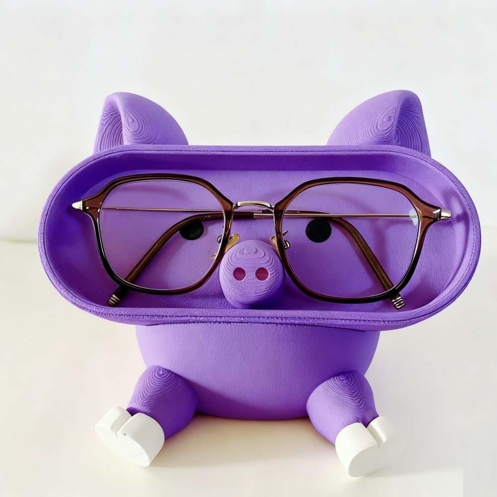 Large Capacity Pink Piggy Glasses Case PLA Small Items Organizers Eyewears Storage Box Keys
