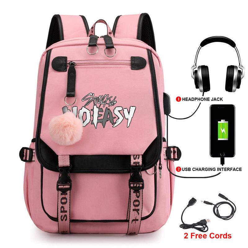 Korean Stray Kids Backpack Student Bag Men'S And Women'S Fashion Backpack Travel Bag Usb Computer Bag