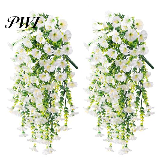 Easy-care Artificial Flowers 2 Pcs Hanging Petunia UV Resistant Faux Year-round Decorations Reusable Simulated Petunias for Outdoors Festive