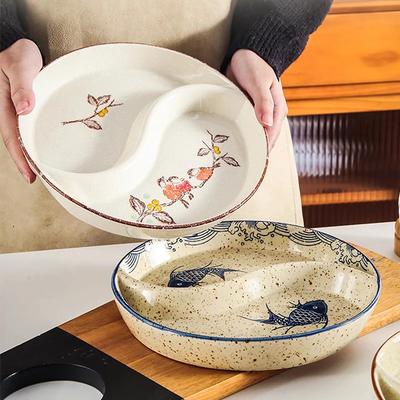 Retro Creative Ceramic Plates Modern Style Circular Cooking Plate Snack Fruits Plate Unique Exquisite Party Household Tableware